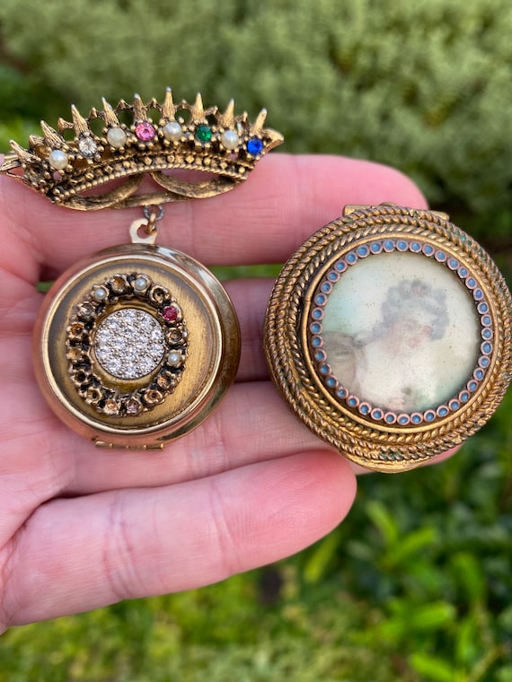 Victorian Pendant Locket & Mid Century Locket Pin