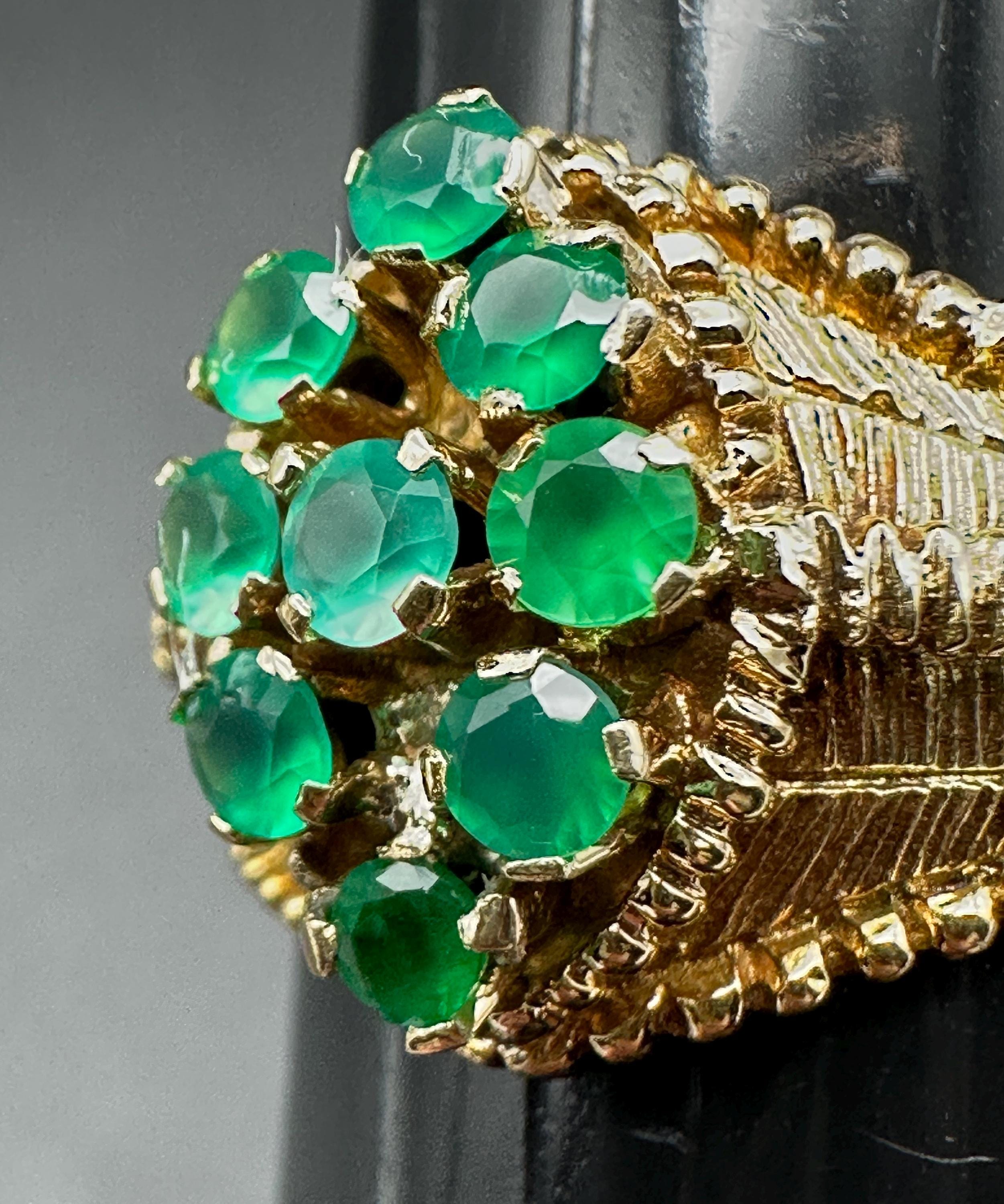 Great Mid Century 14k Gold Green Stone Ring - Size 8 1/2 - Etsy