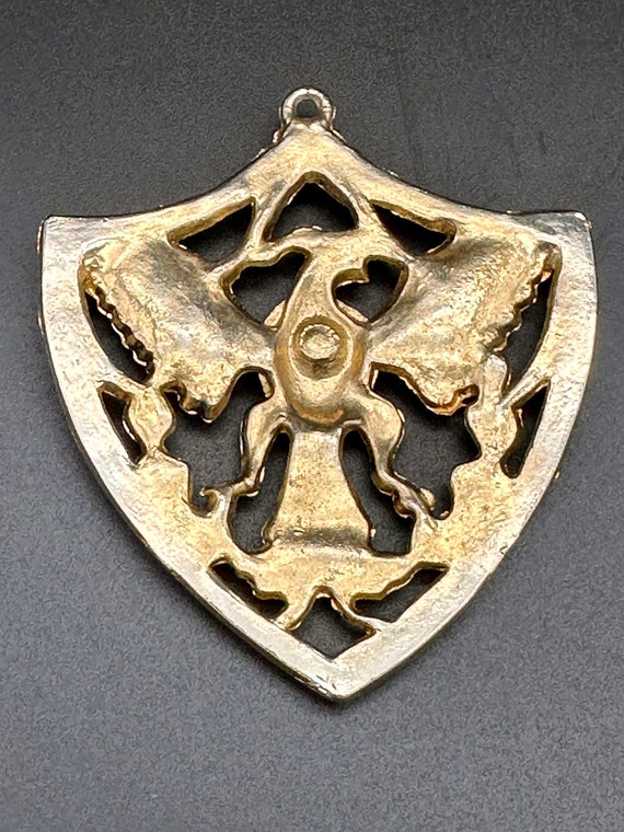Vintage Heraldic Lion in Blue Enamel Shield Medal… - image 5