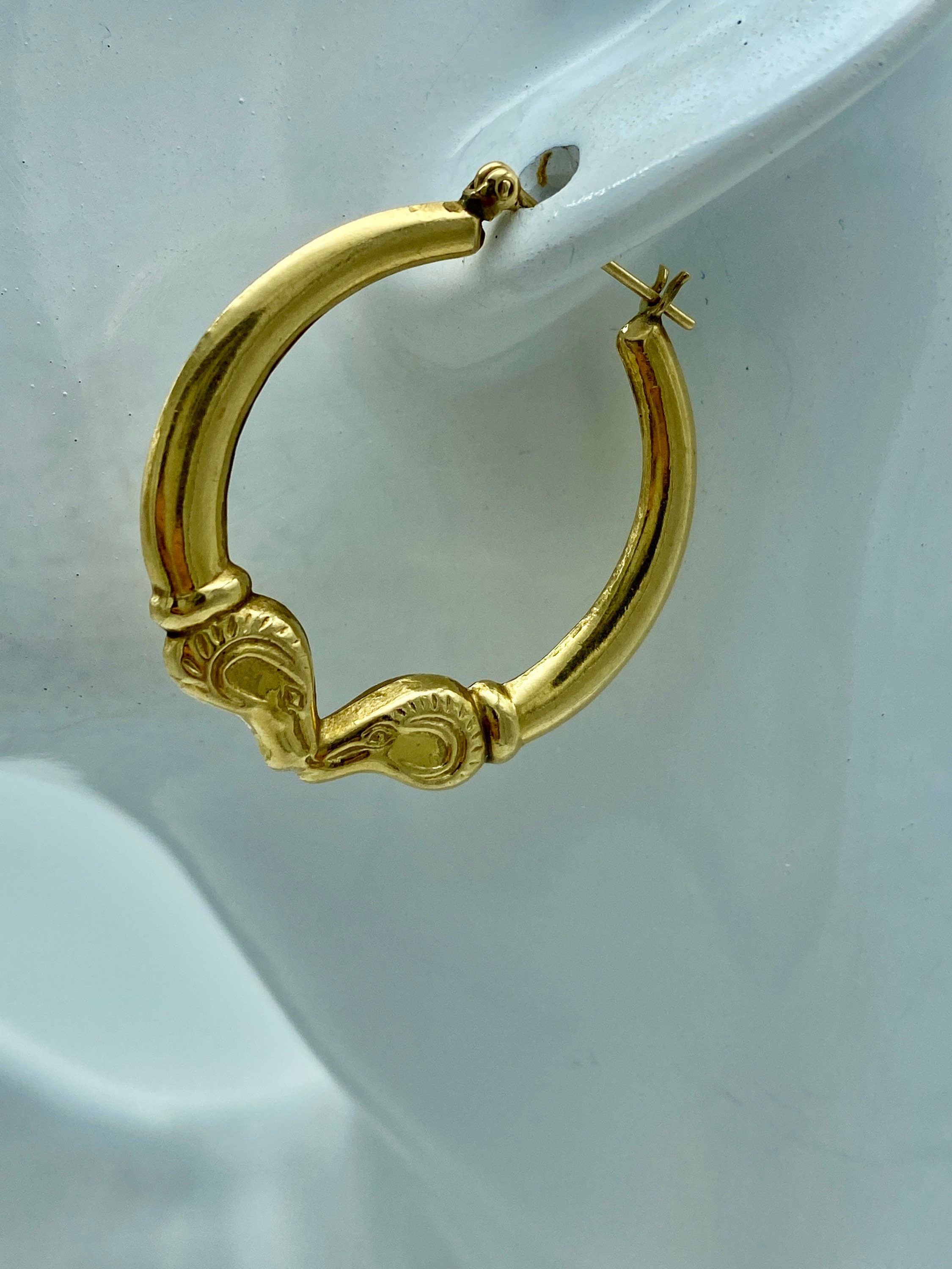 14K Ram Gold Hoop Earrings