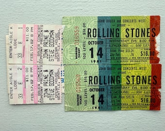 Rolling Stones & John Prine Vintage Ticket Stubs - c1980’s