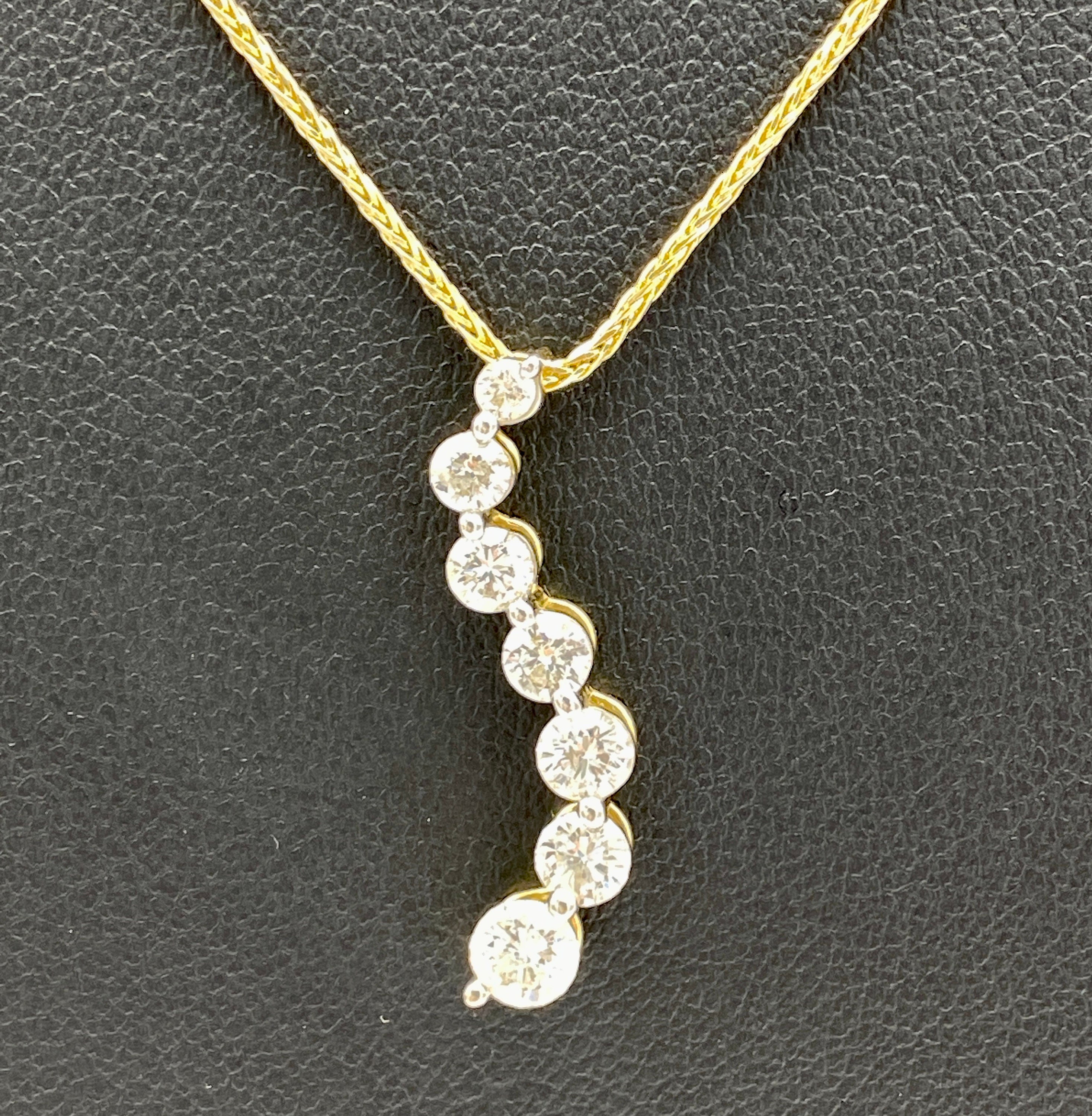 Stunning 7 Diamond Journey Pendant in 14k Gold Etsy Australia