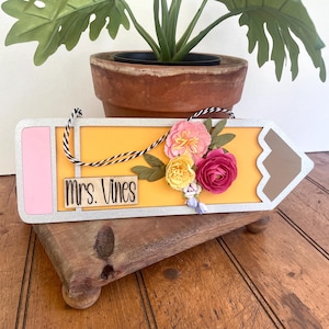 Personalized Teacher Pencil Door Hanger | Custom Classroom Decor | Back to School Gift | Teacher Name Sign | Teacher Appreciation