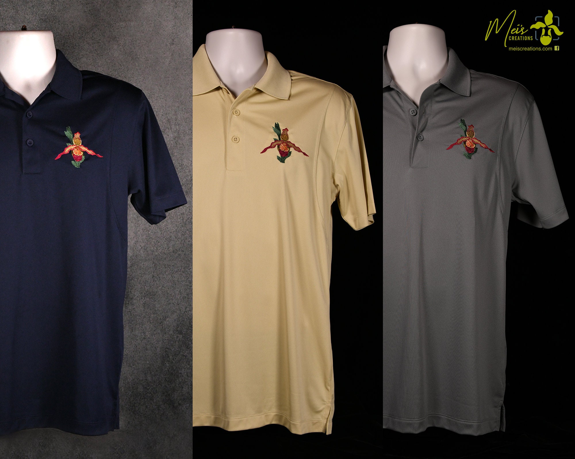 Men's Phragmipedium Orchid Embroidered Polo Shirt - Etsy