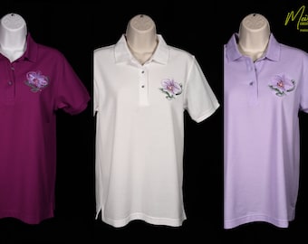 Women's Phalaenopsis Embroidered Polo