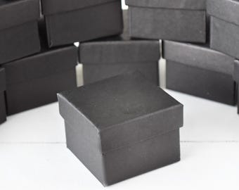 12 x Pack Black Kraft Paper Gift Boxes, Ring Boxes - 5 x 5 x 3.5 cm suitable for Printing, Stamping, Decorating etc. - Recyclable