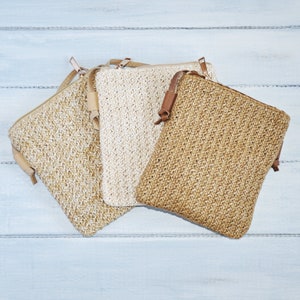 Ladies Soft Natural Straw Weave Effect Cross Body Bag with Vegan Leather Strap - 3 Colours Available