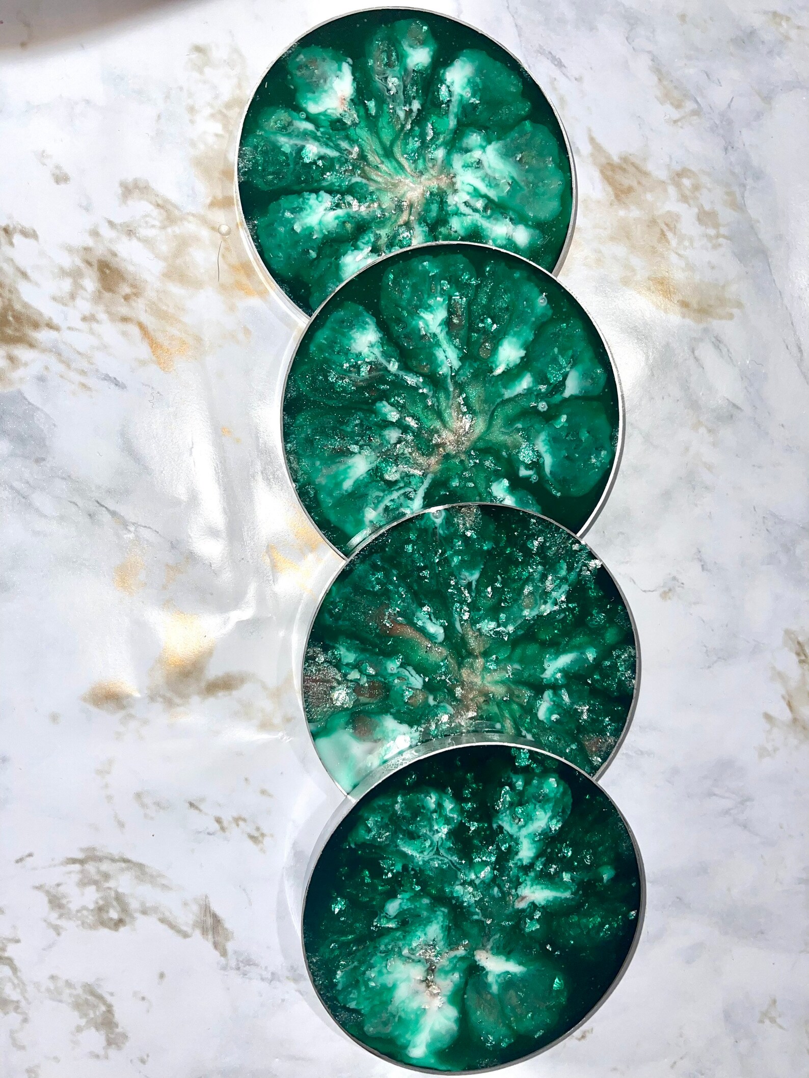 Green emerald resin coasters Etsy