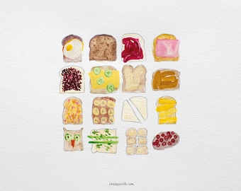 Just sixteen sandwiches - illustration artprint (A3 or square format) - Irene Cecile