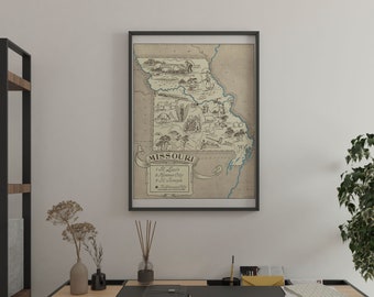 Vintage 1931 Missouri State Map Print – 8x10 Missouri State Vintage Map – Old Missouri Map Poster – Artist Hand Drawn Map Missouri (6 Sizes)