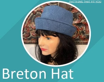 Breton Hat PDF Sewing Pattern Women’s Brim Hat Summer Hat Sun Hat