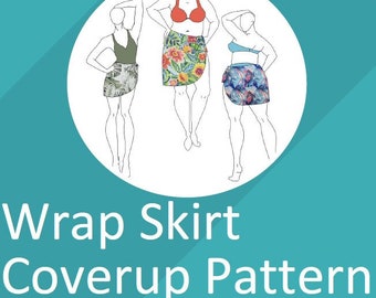 Wrap Skirt Swimsuit Beach Coverup PDF Sewing Pattern, Loungewear, Vacation Skirt Pattern Includes Sizes SM-4X & 3 Lengths