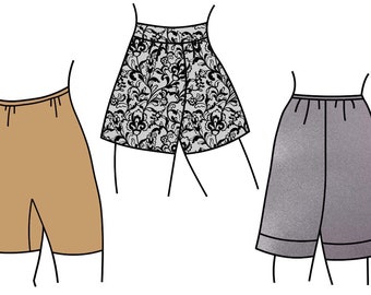 Full Figure And Plus Size Womens Custom Fit Pettipants, Knickers, Bloomers Clothing Pattern - PDF downloadable sewing pattern