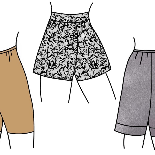Full Figure And Plus Size Womens Custom Fit Pettipants, Knickers, Bloomers Clothing Pattern - PDF downloadable sewing pattern