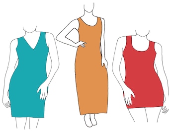 Misses Size Sheath Dress PDF Sewing Pattern, Mini Sheath Dress Pattern, Midi Sheath Dress Pattern, Maxi Sheath Dress Sewing Pattern