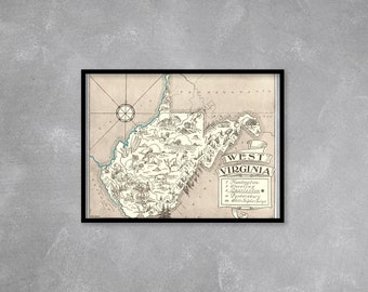 Vintage 1931 Wisconsin State Map Print – 8x10 Wisconsin State Vintage Map – Old Wisconsin Map Poster – Artist Drawn Map Wisconsin (6 Sizes)