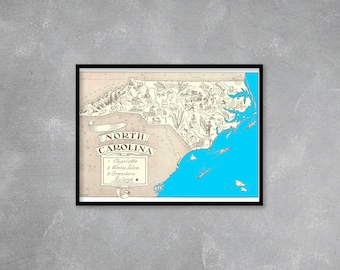 Vintage 1931 North Carolina State Map Print , North Carolina State Vintage Map, Old North Carolina Map Poster, Drawn North Carolina(6 Sizes)
