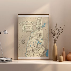 Vintage 1931 New Hampshire State Map Print, New Hampshire State Vintage Map, Old New Hampshire Map Poster Artist Map New Hampshire (6 Sizes)