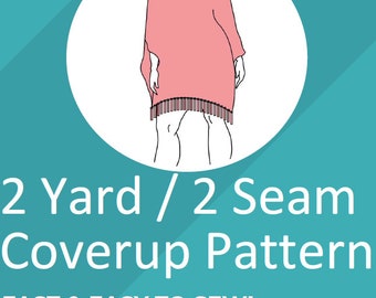 2 Yard / 2 Seam Fringed Beach Coverup PDF Sewing Pattern - Fast & Easy to Sew - Misses One Size Fits Most