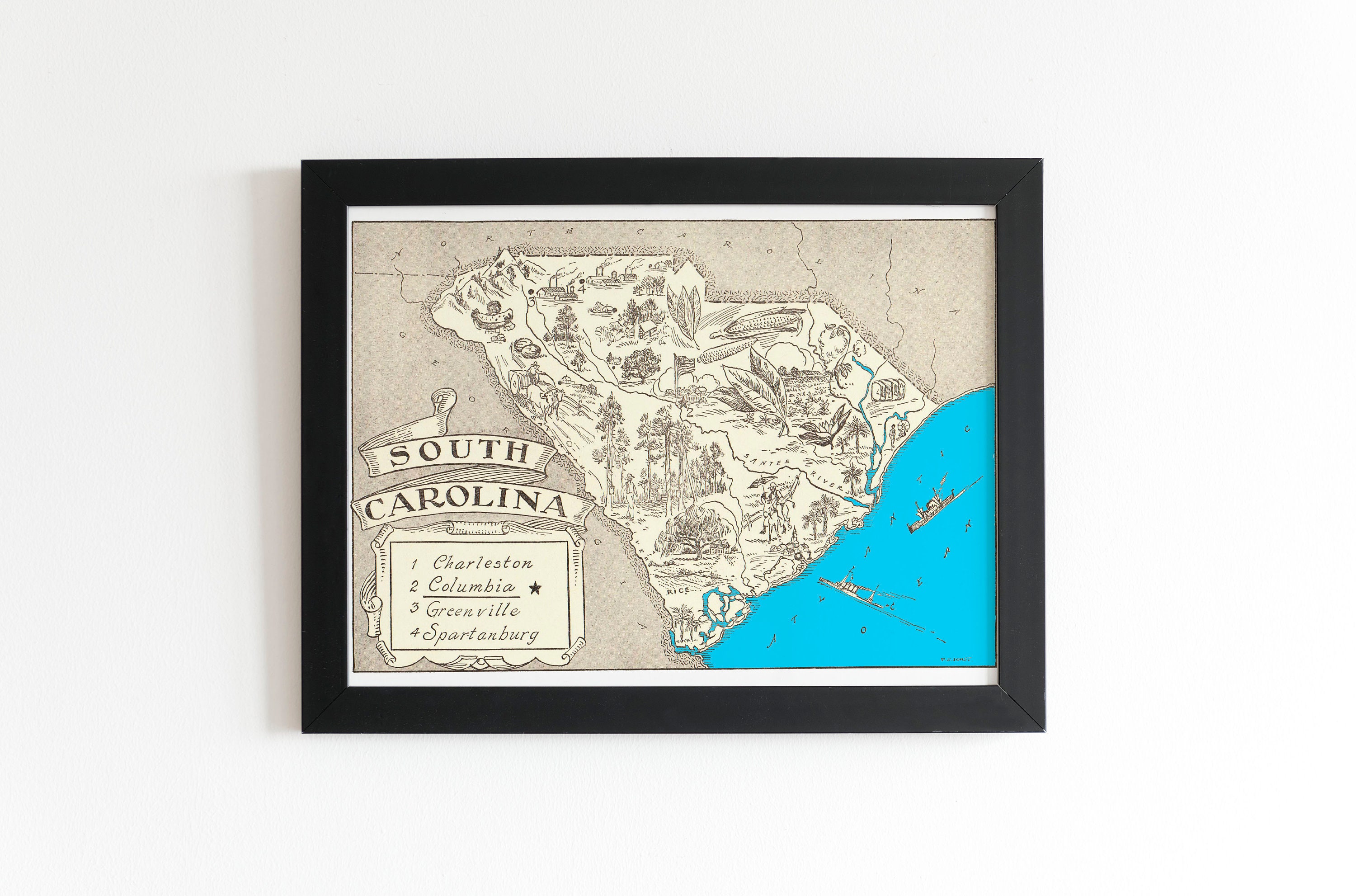 Vintage 1931 South Carolina State Map Print, South Carolina Vintage Map ...
