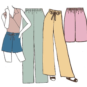 Full Figure/Plus Size Tie or Elastic Waist Slacks or Shorts PDF Sewing Pattern