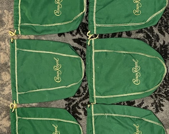 Six Green Crown Royal Bags For Crafts, Quilting, Cosplay