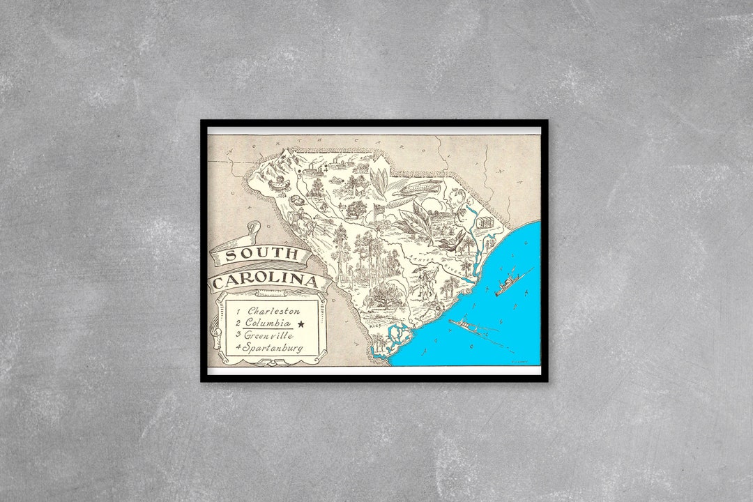 Vintage 1931 South Carolina State Map Print, South Carolina Vintage Map ...