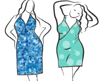 Full Figure / Plus Size Wraparound Beach Dress/Coverup PDF Sewing Pattern - Wrap Sarong - Two Lengths