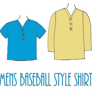Men&#39;s Baseball Style Shirt PDF Sewing Pattern