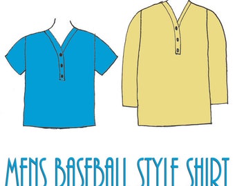 Big Tall Men's Baseball Style Shirt PDF Sewing Pattern