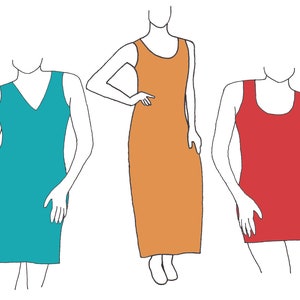 Full Figure / Plus Size Women's Sheath Dress PDF Sewing Pattern, Mini Sheath Dress, Midi Sheath Dress, Maxi Sheath Dress Pattern