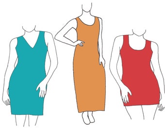 Full Figure / Plus Size Women's Sheath Dress PDF Sewing Pattern, Mini Sheath Dress, Midi Sheath Dress, Maxi Sheath Dress Pattern