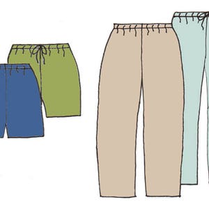 Men&#39;s Casual Tie or Elastic Waist Pants/Shorts PDF Pattern