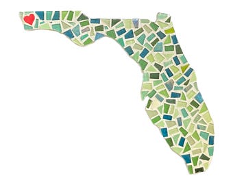 DIY 12” My Heart is in Florida Mosaic Tile Kit, DIY Craft Kit for Adults, Mosaic Craft Kit Free Shipping!