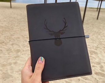 Hunter's Notebook, Leather notebook for man, Men's leather notebook, Personalized leather notebook, Hunting and fishing notebook