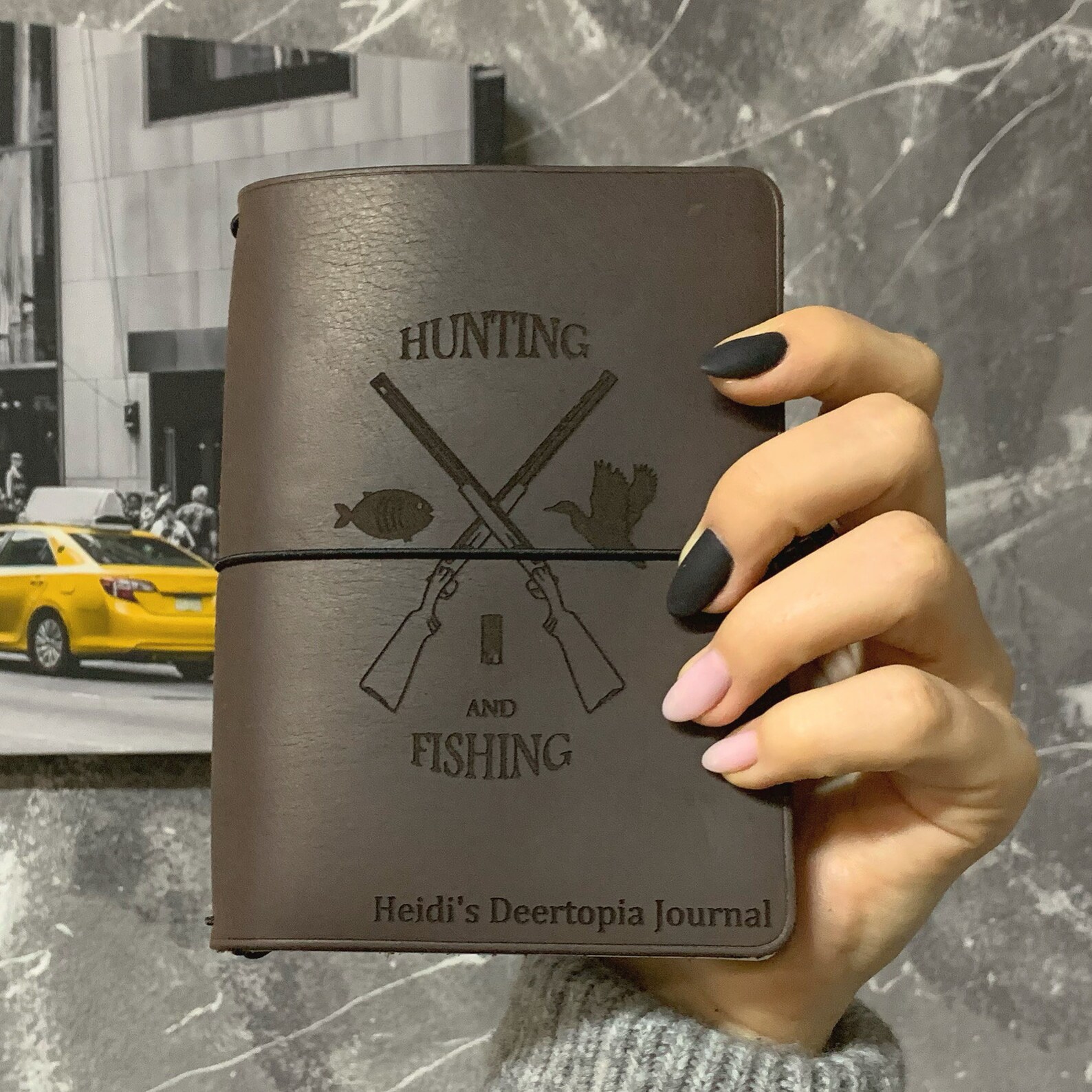 Custom Notebook Engraved Black Leather Notepad for Hunting Etsy