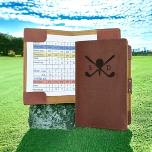 Personalised leather Golf scorecard holder, Handstitched, Golf Gifts, Yardage Book Holder, Gifts for Dad, Gifts for Golfers, Leather Gifts