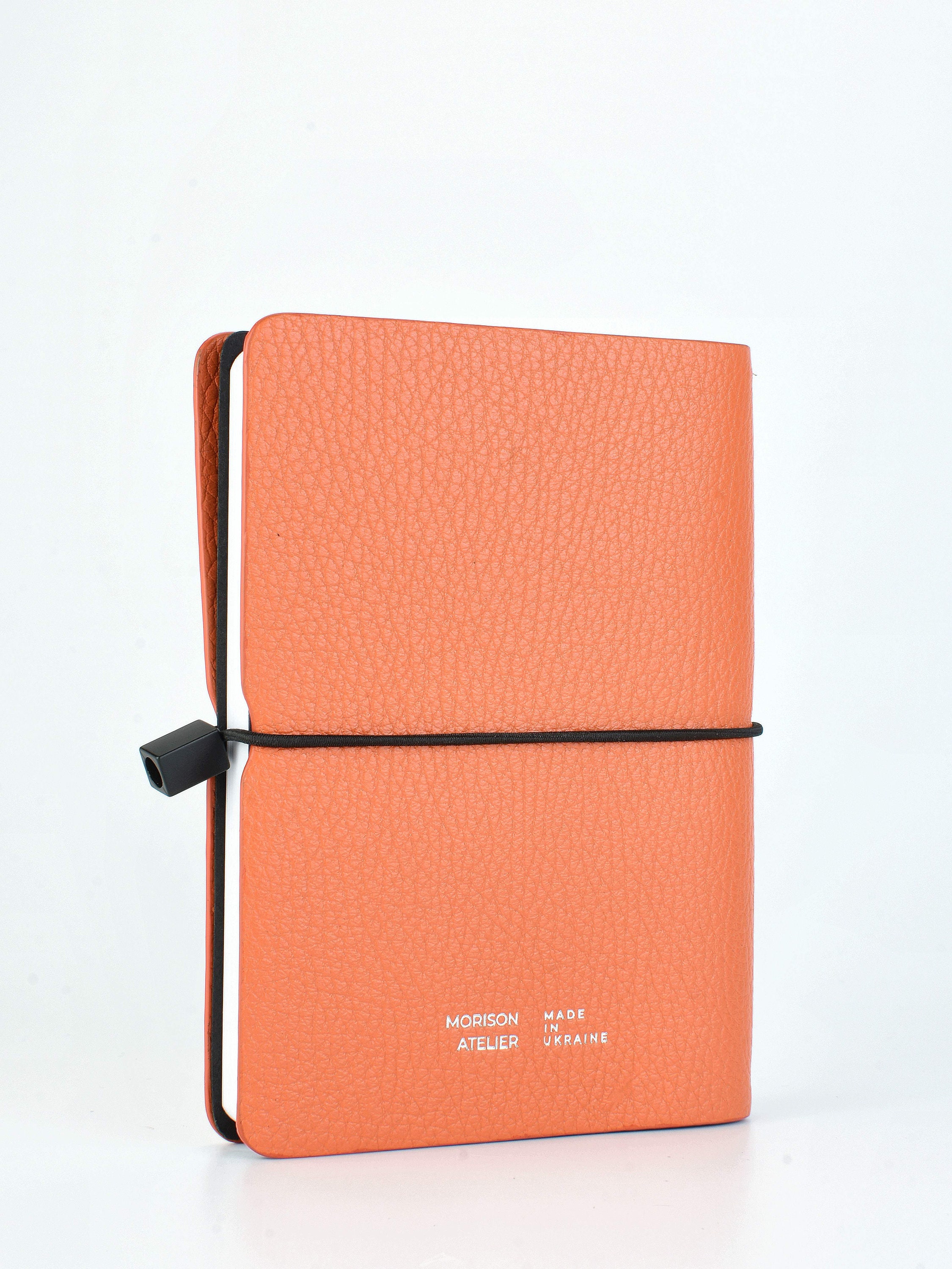 Orange Handmade Italian Leather Notebook Engraved Leather - Etsy