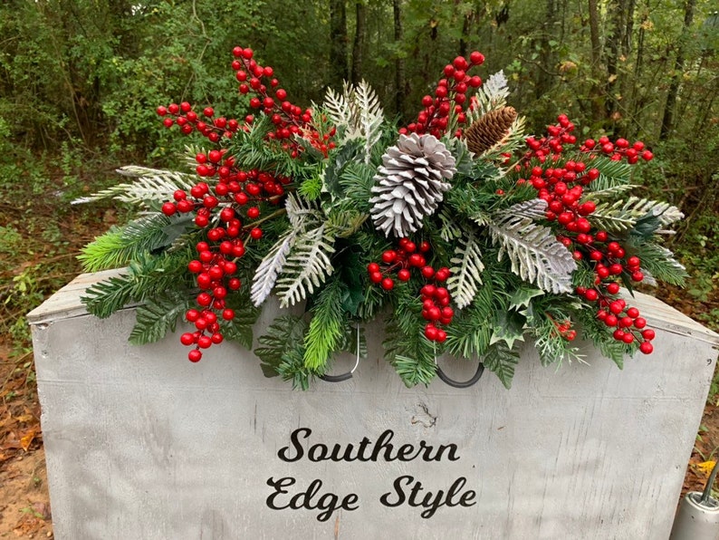 Winter Grave Blanket Headstone Saddle Winter Greenery Etsy