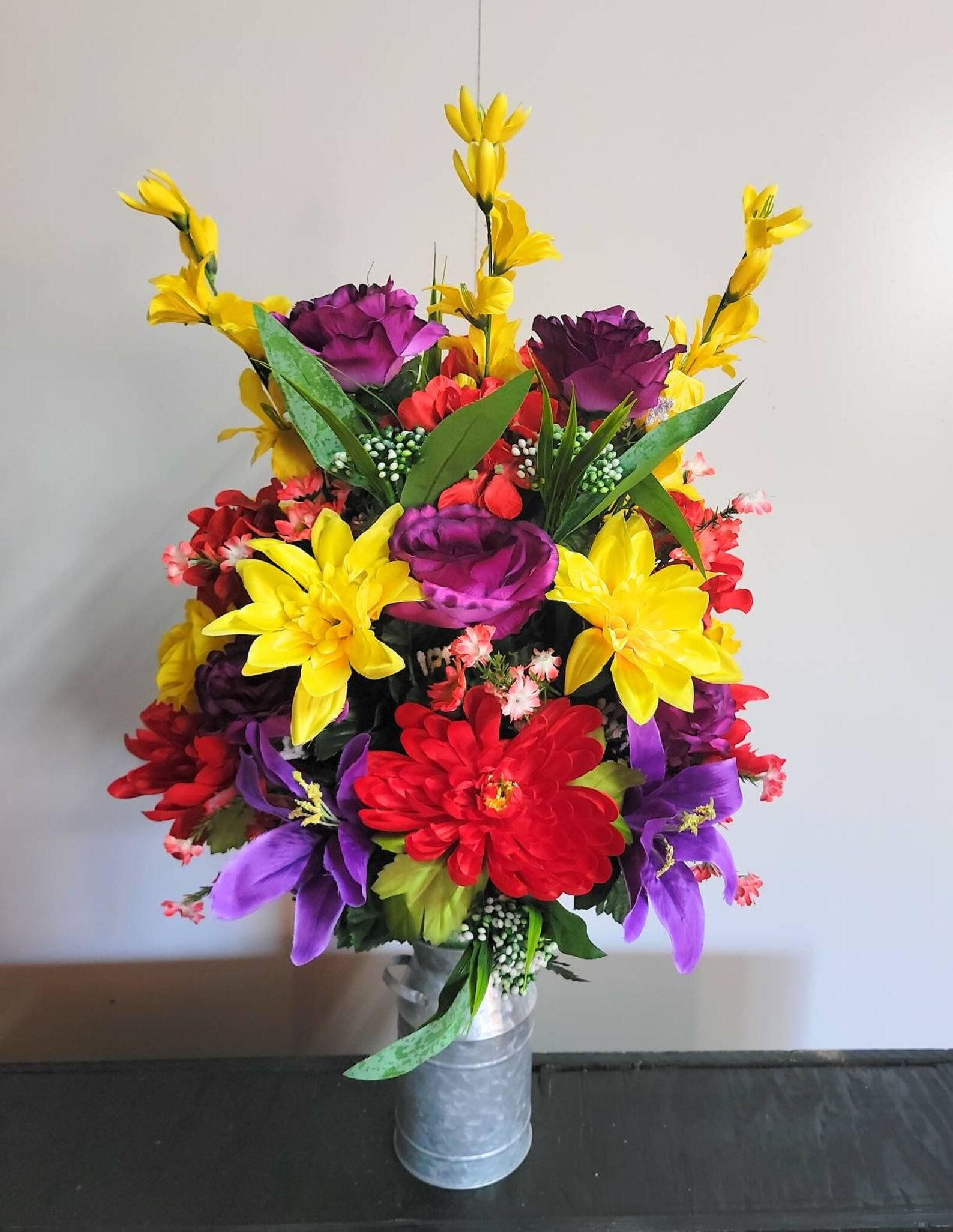 Spring Cemetery Vase Flowers for 3 Width Vase Mix Bouquet Etsy