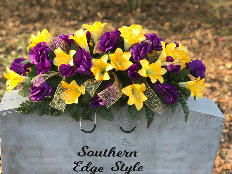 Extra Large Cemetery Saddle Cemetery Flowers Easter Lilies Etsy