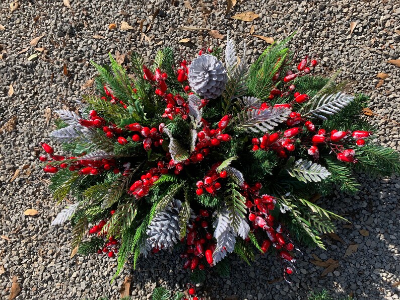 Winter Grave Blanket Christmas Grave Blanket Winter Greenery Cemetery