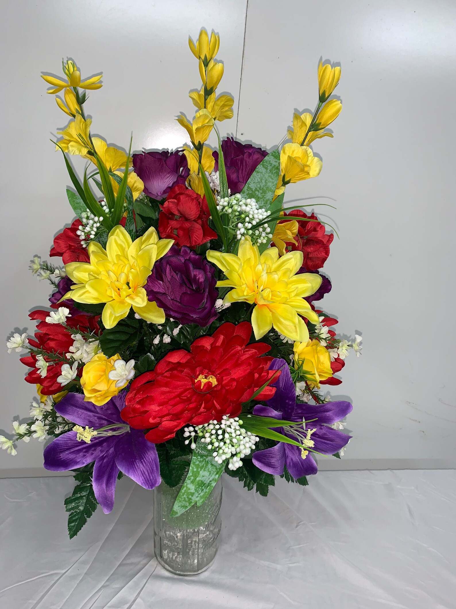 Spring Cemetery Vase Flowers for 3 Width Vase Mix Bouquet Etsy