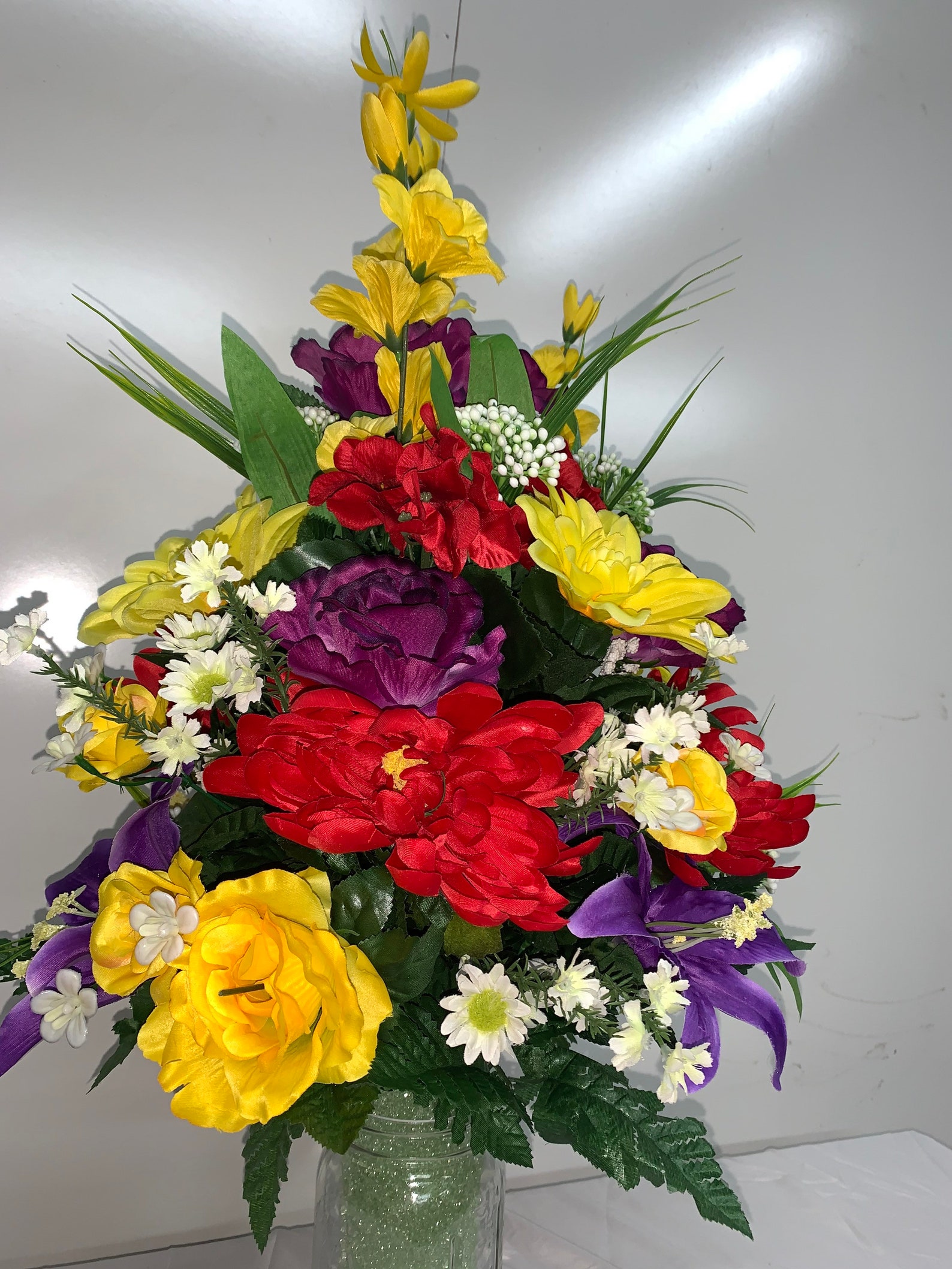 Spring Cemetery Vase Flowers for 3 Width Vase Mix Bouquet Etsy