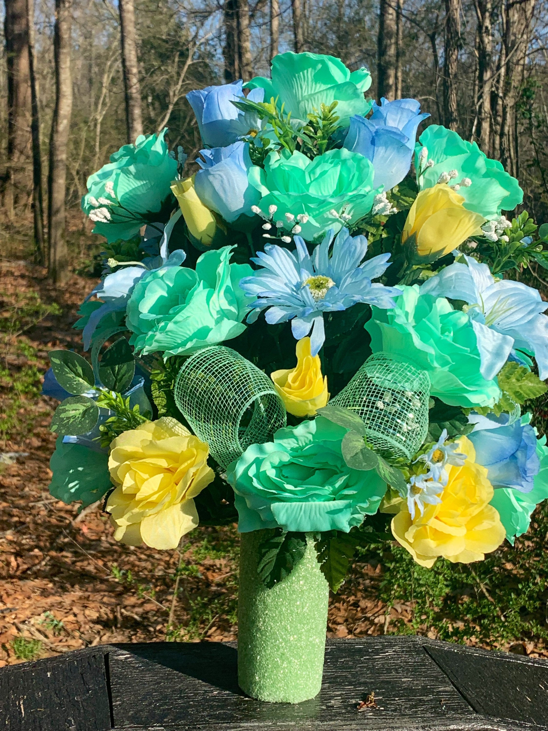 Spring Cemetery Vase Flowers for 3 Width Vase Mint Green Etsy