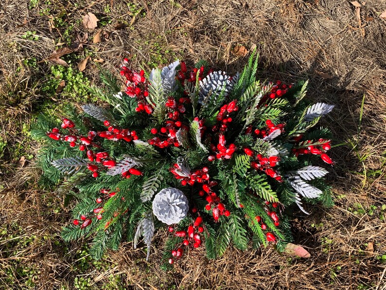 Winter Grave Blanket Christmas Grave Blanket Winter Greenery Cemetery