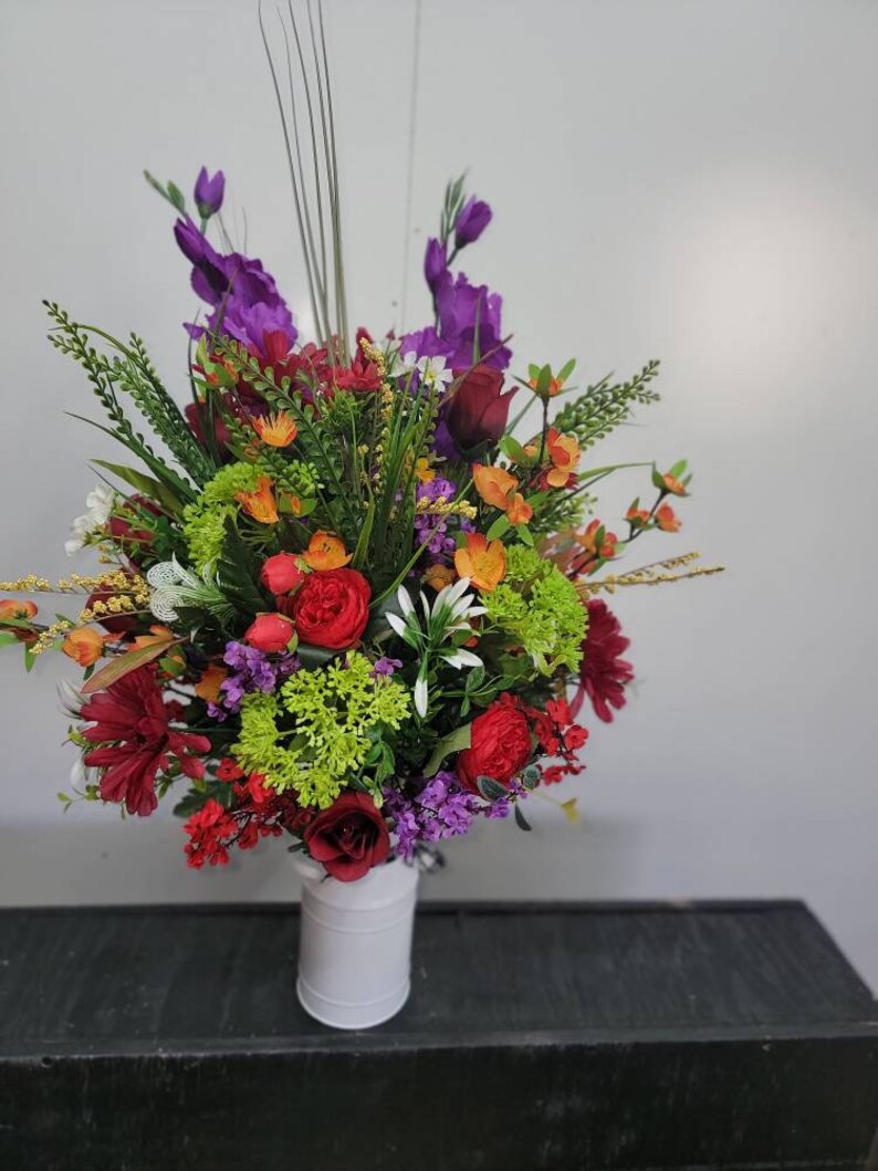 Cemetery Vase Flowers Premium Customizable Memorial Flowers Etsy