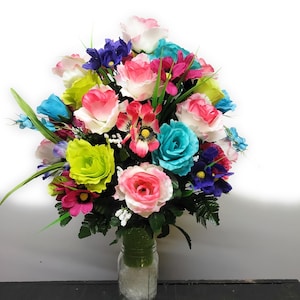 Cemetery Flowers Vase Cone: Artificial Floral Arrangement for 3-inch Grave Vase