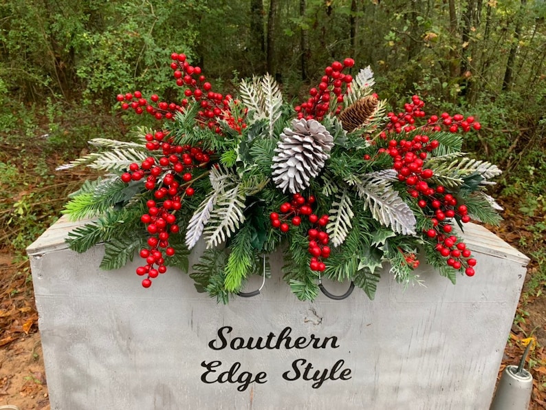 Winter Grave Blanket Headstone Saddle Winter Greenery Etsy