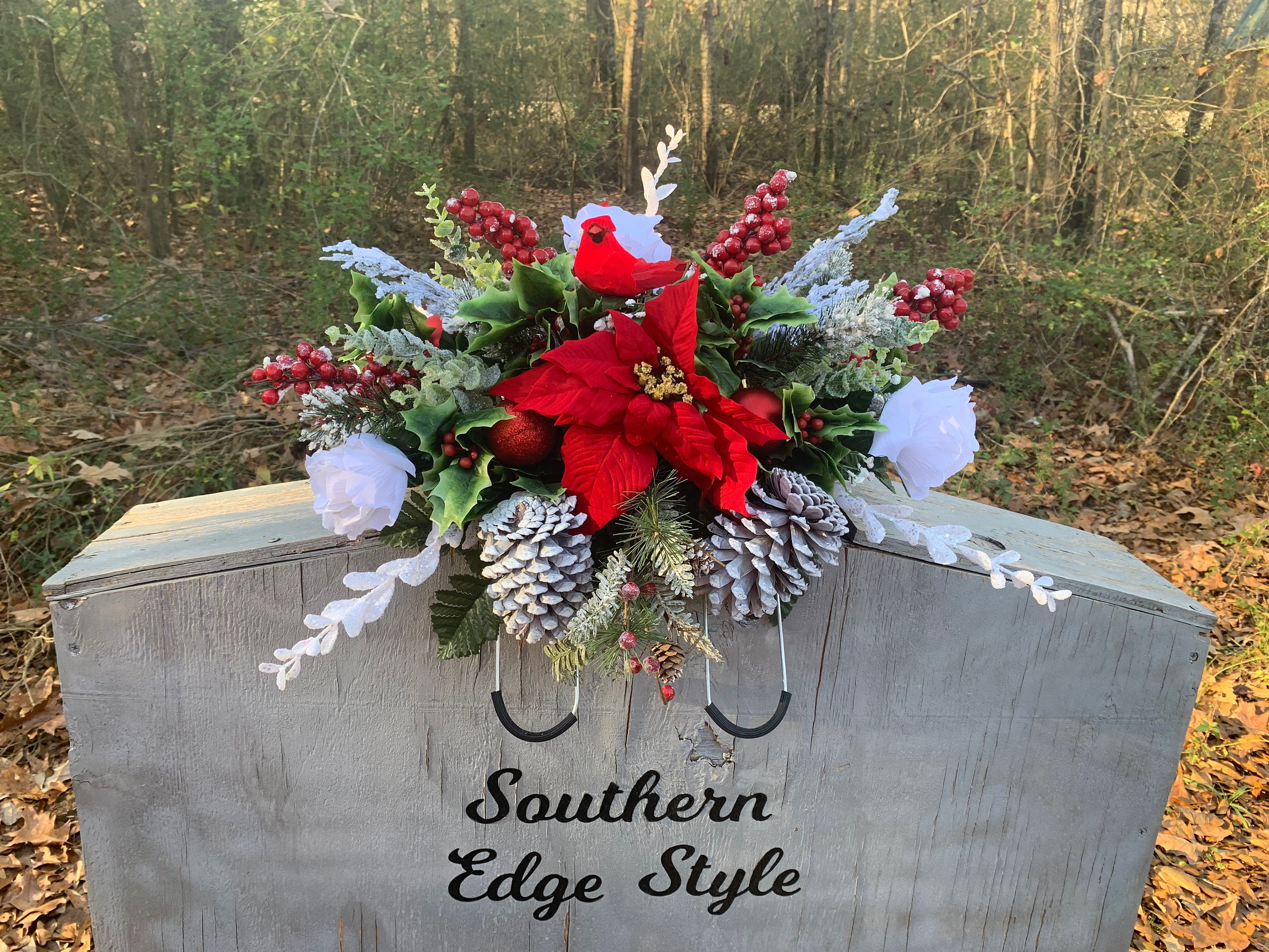 Small Winter Cemetery Saddle Christmas Grave Pillow Cemetery Etsy